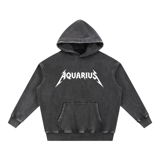 Aquarius — The Weathered Stone Oversize Hoodie (White)