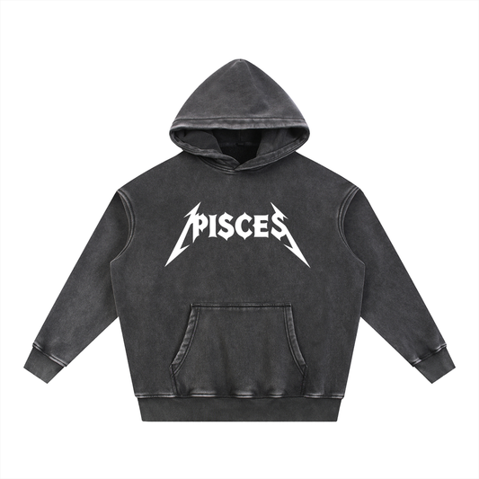 Pisces — The Weathered Stone Oversize Hoodie (White)