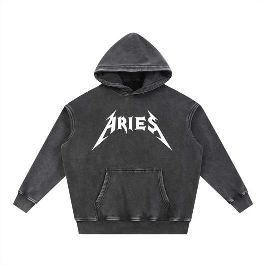 Aries — The Weathered Stone Oversize Hoodie (White)